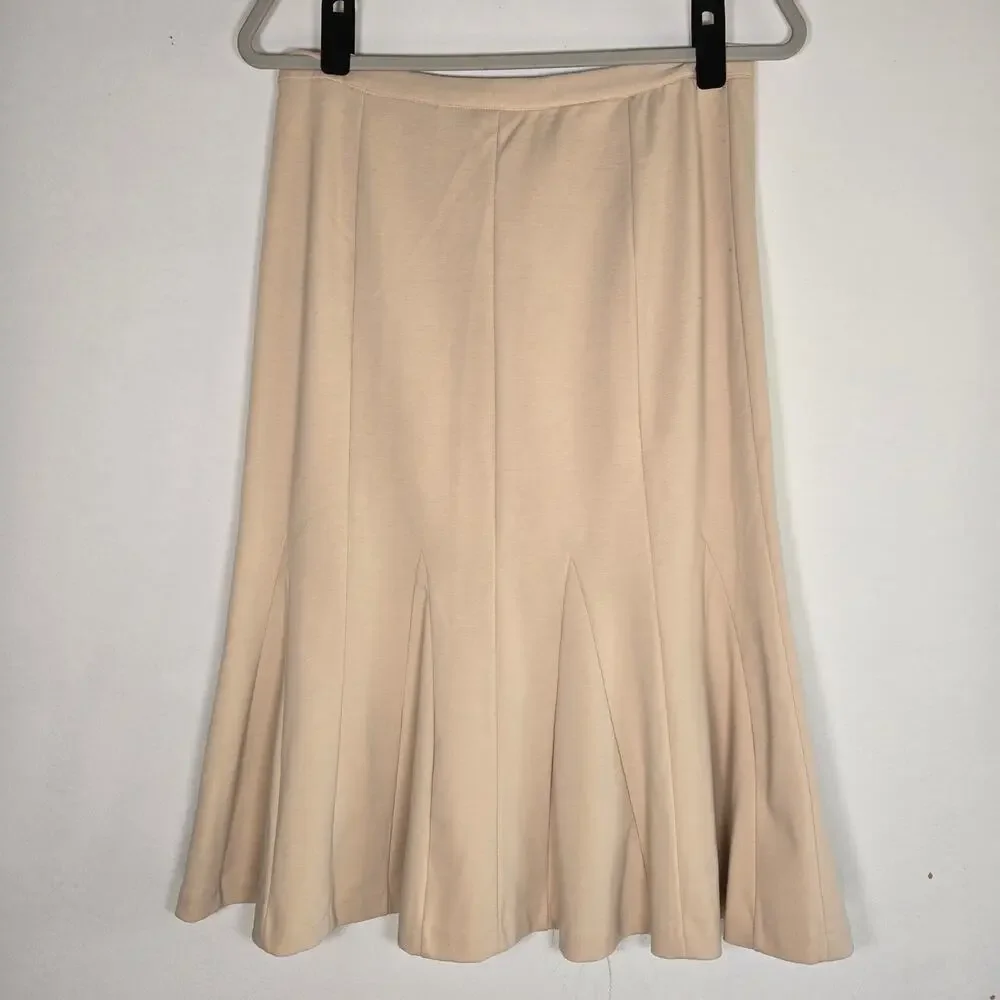 Spiegel Womens Beige Flare Polyester Blend Side Zip Classic Fit Skirt Size 10P